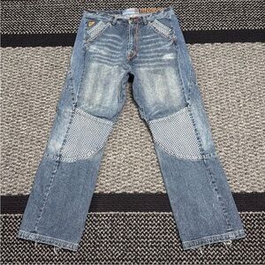 Akademiks Baggy Patchwork Jeans Men’s 36 Y2K Hip Hop Retro Vintage Distressed